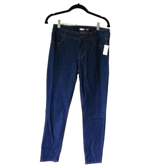 NWT Old Navy Super Skinny Mid Rise Jeans 6 Ankle Dark Blue Denim - Picture 1 of 5